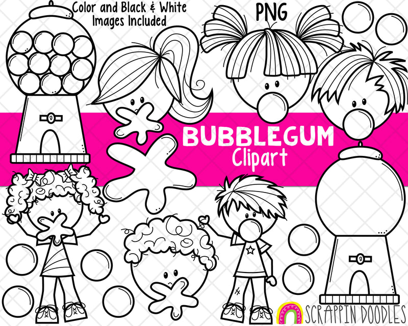 Bubblegum ClipArt - Gumball Machine Clipart - Blowing Bubbles - Gumballs Clipart - Bubblegum Splat