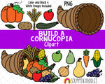 Cornucopia ClipArt - Build a Cornucopia - Commercial Use - Thanksgiving Food Clipart - Fall Harvest - Autumn Vegetable Clipart