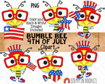 Bumble Bee 4th of July ClipArt - Commercial Use - Sublimation - Hand Drawn PNG