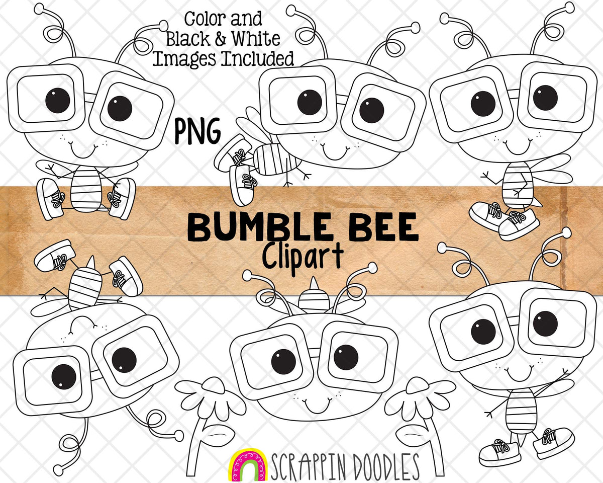 Bumble Bee ClipArt - Commercial Use - Sublimation - Hand Drawn PNG