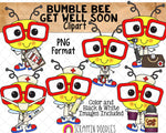 Bumble Bee Get Well Soon ClipArt - Commercial Use - Sublimation - Hand Drawn PNG
