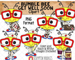 Bumble Bee Get Well Soon ClipArt - Commercial Use - Sublimation - Hand Drawn PNG