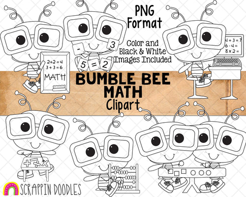 Bumble Bee Math ClipArt - Commercial Use - Sublimation - Hand Drawn PNG