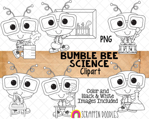 Bumble Bee Science ClipArt - Commercial Use - Sublimation - Hand Drawn PNG