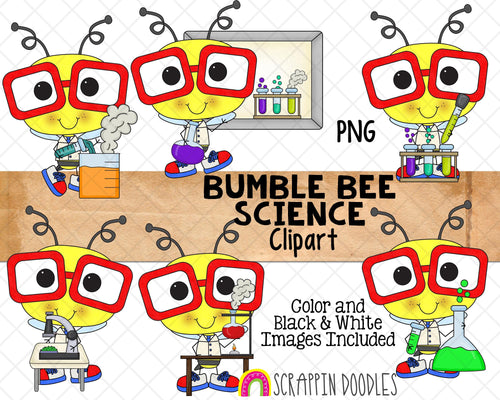 Bumble Bee Science ClipArt - Commercial Use - Sublimation - Hand Drawn PNG