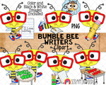 Bumble Bee Writers ClipArt - Commercial Use - Sublimation - Hand Drawn PNG