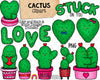 Cactus ClipArt - Valentine Cacti Graphics - Heart Cactus in Pink Pots - Commercial Use PNG
