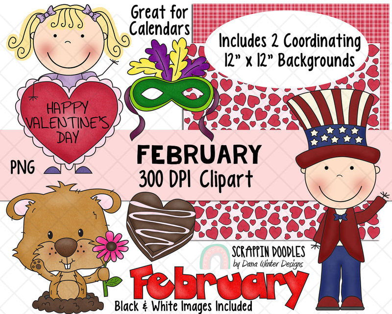 February Values Cluster February Clipart