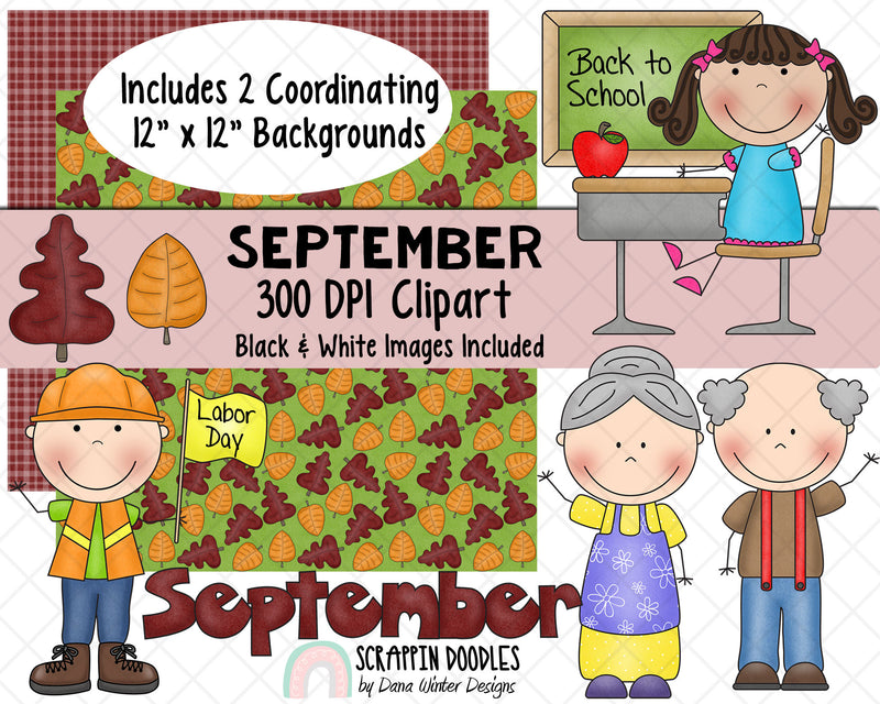 Calendar ClipArt - September Bulletin Board - September ClipArt - Grand Parents Day ClipArt - Holiday ClipArt - Labor Day ClipArt - Autumn ClipArt