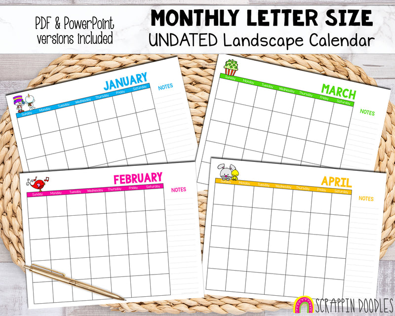 UNDATED Landscape Calendar - Printable and Digital Monthly Calendar - – Scrappin Doodles undated-landscape-calendar-printable-and-digital-monthly-calendar-scrappin-doodles