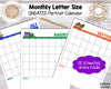UNDATED Monthly Printable Calendar - Portrait Letter Sized PDF Power Point