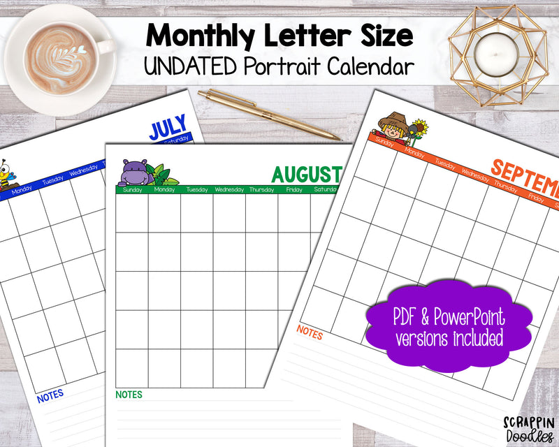UNDATED Monthly Printable Calendar - Portrait Letter Sized – Scrappin Doodles undated-monthly-printable-calendar-portrait-letter-sized-scrappin-doodles