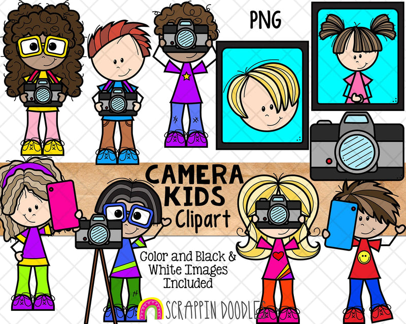 Taking Pictures ClipArt - Camera Kids Clip Art - Photography Graphics - Picture Day - Selfie - Commercial Use PNG Clip Art