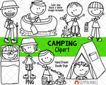 Camping Clipart - Doodle Boys Camping - Backpacking ClipArt - Hiking ClipArt