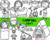 Camping Clipart - Doodle Girls Camping - Backpacking ClipArt - Hiking ClipArt