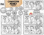 Canadian Money ClipArt - Currency Graphics - Coins - Loonie - Twonie - Play Money - Cartoon Cash - Commercial Use PNG