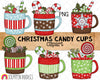 Christmas Candy Cups ClipArt - Gift Mugs - Holiday Coffee Mugs - Sublimation - Commercial Use - PNG