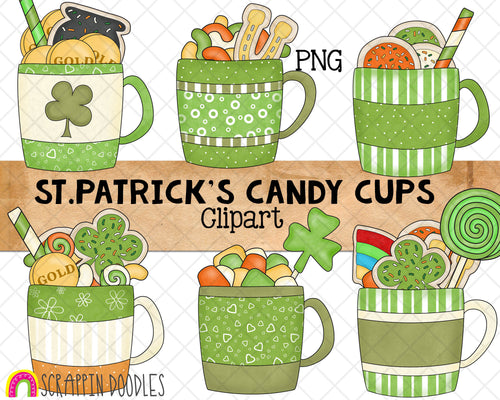 St. Patrick's Day Treat Cups - Candy Mugs - Irish Coffee Mugs - Sublimation - Commercial Use - PNG