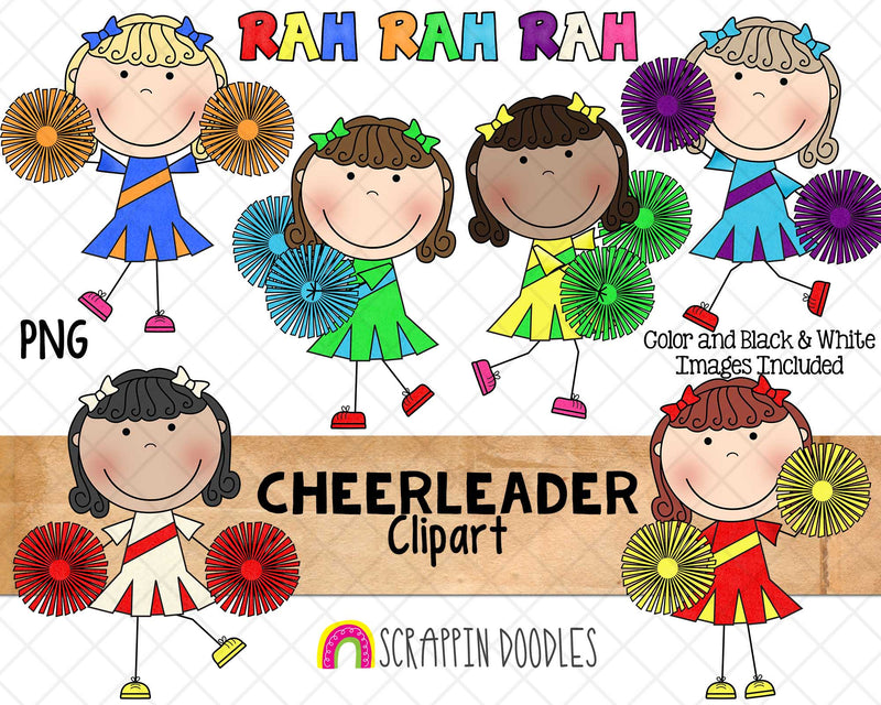 Cheerleader ClipArt - Commercial Use PNG Sublimation Graphics