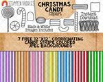 Christmas Candy ClipArt - Candy Cane - Colorful Sweets - Striped Backgrounds - Commercial Use - PNG