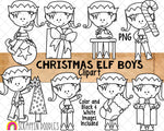 Christmas Elf Clip Art - Boy Elf Graphics - Elves - Hand Drawn PNG