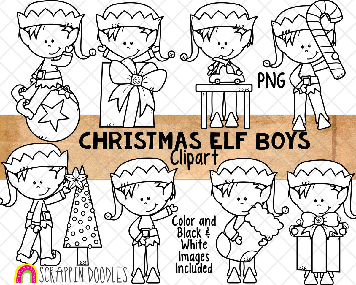 Christmas Clip Art Bundle - Gingerbread, Reindeer and Elves Graphics.