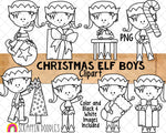 Christmas Clip Art Bundle - Gingerbread, Reindeer and Elves Graphics.