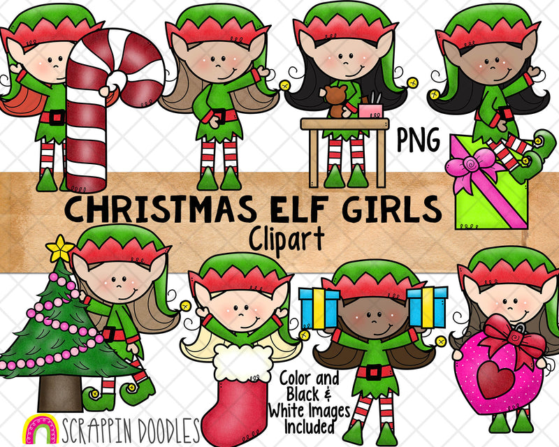 Christmas Clip Art Bundle - Gingerbread, Reindeer and Elves Graphics.