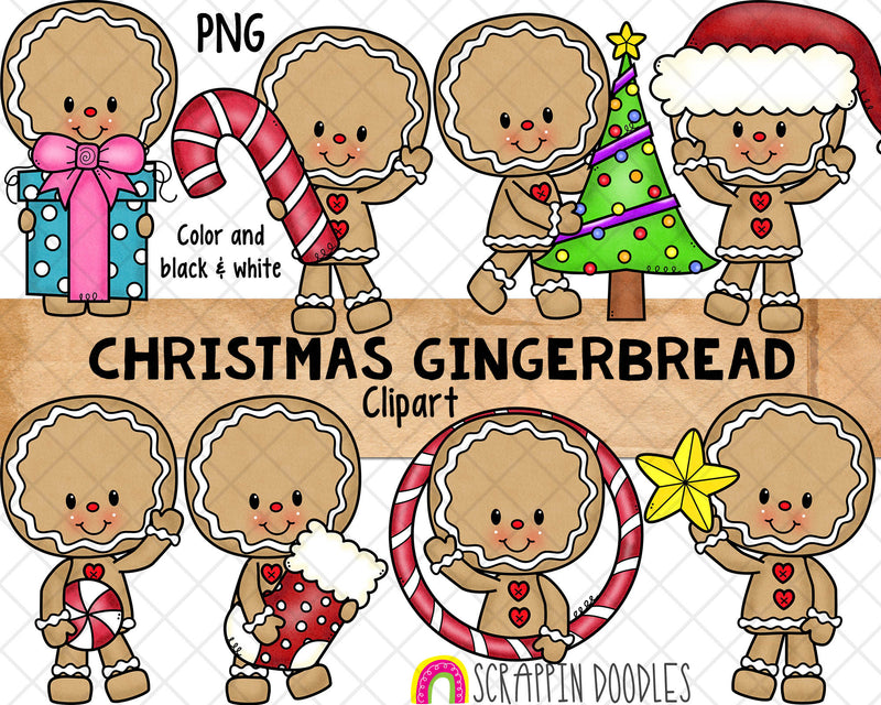 Christmas Clip Art Bundle - Gingerbread, Reindeer and Elves Graphics.