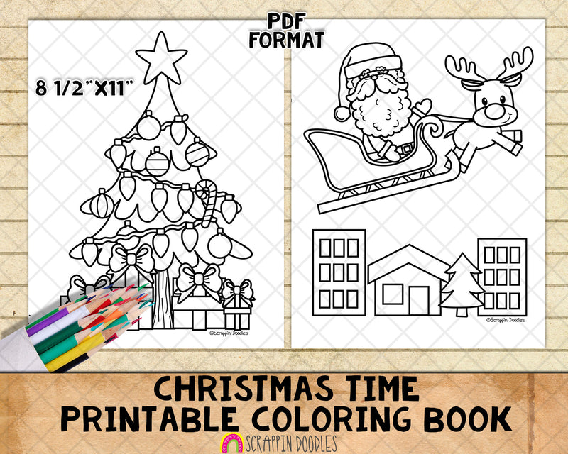 Christmas Time Coloring Book - Kids Coloring Pages - Printable PDF