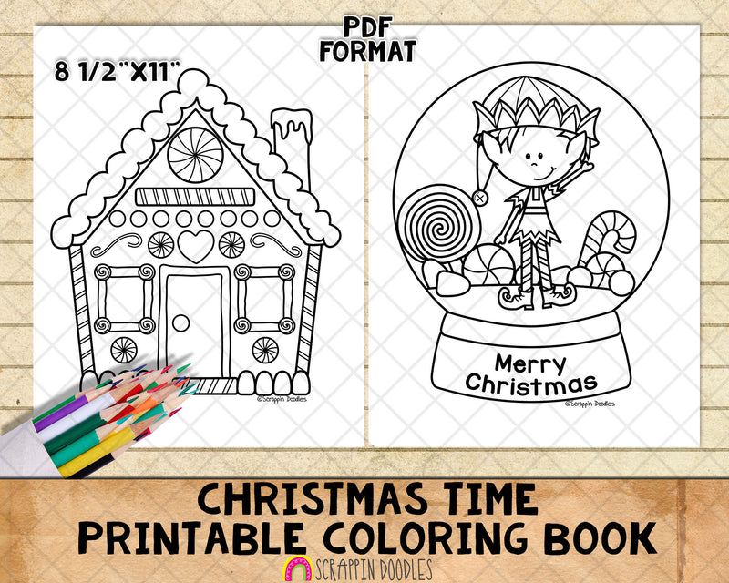 Christmas Time Coloring Book - Kids Coloring Pages - Printable PDF