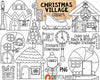 Christmas Village Clip Art - Christmas Town - Elf House - Candy Cane House - North Pole Land - Commercial Use PNG