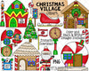 Christmas Village Clip Art - Christmas Town - Elf House - Candy Cane House - North Pole Land - Commercial Use PNG