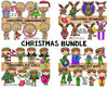 Christmas Clip Art Bundle - Gingerbread, Reindeer and Elves Graphics.