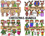 Christmas Clip Art Bundle - Gingerbread, Reindeer and Elves Graphics.