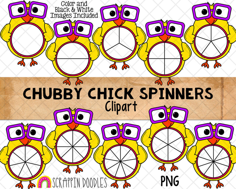 Chubby Chick Spinners Clip Art - Math Spinner - Commercial Use PNG