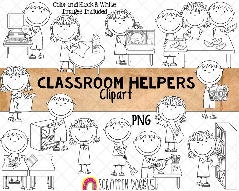 Classroom Helpers ClipArt - Kids Doing Classroom Chores ClipArt - Comm ...