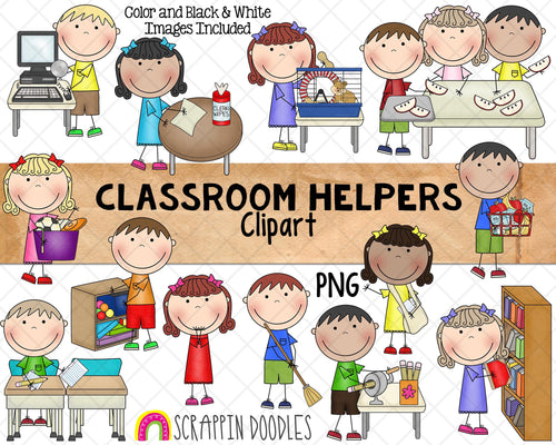 Classroom Helpers ClipArt - Kids Doing Classroom Chores ClipArt - Commercial Use PNG - Sublimation Graphics