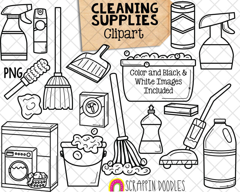 Cleaning Supplies ClipArt - Sanitize Wipes - Mop and Bucket PNG - Vacuum - Spray Cleaner - Hygiene ClipArt - CU Allowed