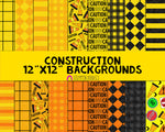 Construction Backgrounds - Digital 12"x12" Construction Site ClipArt Patterns - Commercial Use