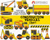 Construction Vehicles ClipArt - Cement Truck - Tractor - Dozer Graphics - Crane - Wrecking Ball - Commercial Use PNG Clip Art