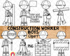 Construction Worker ClipArt - Boys Doing Construction - Brick Layer - Carpenter - Flagman - Commercial Use PNG