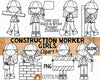 Construction Worker ClipArt - Girls Doing Construction - Brick Layer - Carpenter - Flag woman - Commercial Use PNG