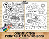 Construction Coloring Book - Kids Coloring Pages - Printable PDF