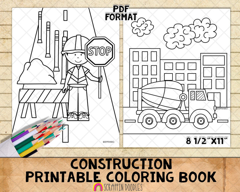 Construction Coloring Book - Kids Coloring Pages - Printable PDF