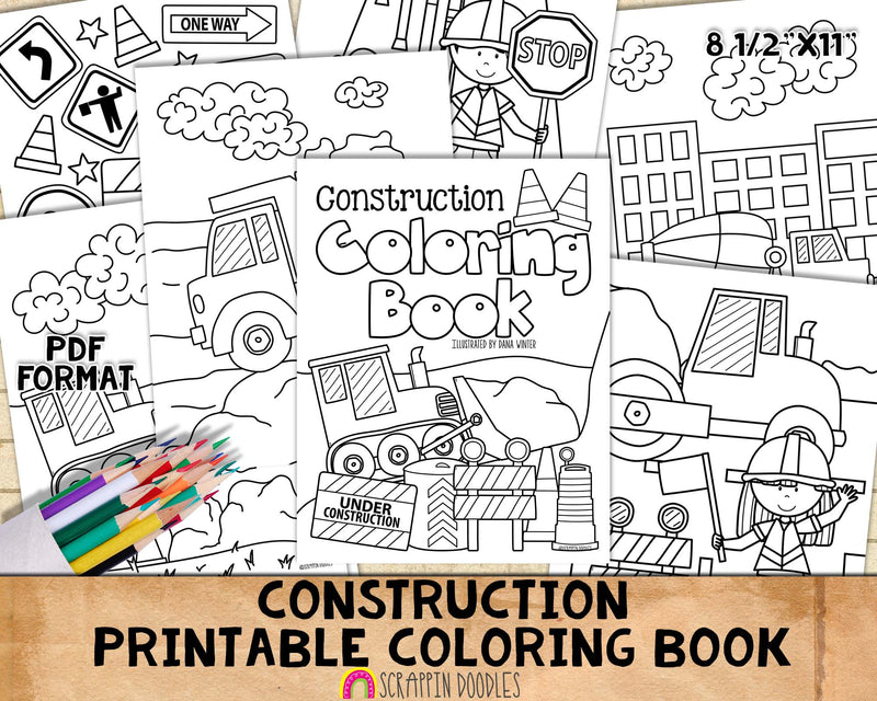 Construction Coloring Book - Kids Coloring Pages - Printable PDF