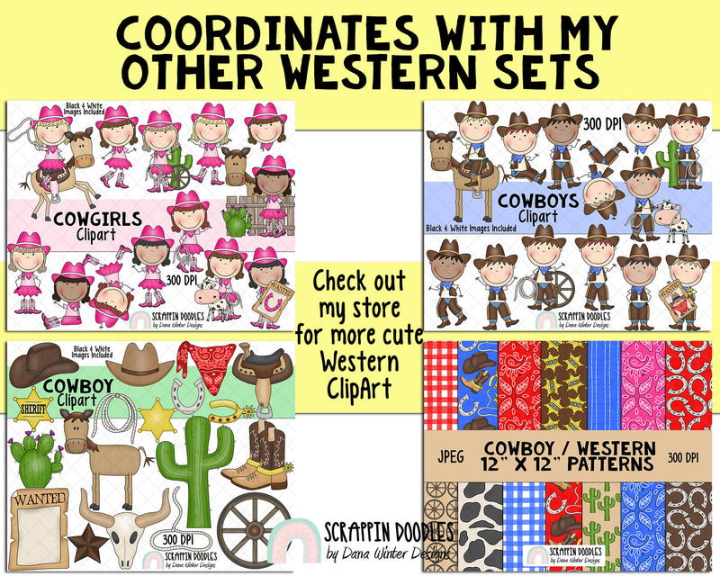 Cowboy Western Patterns - Western Backgrounds - South West Pattern - Southwest ClipArt - Cowboy ClipArt - Cowgirl ClipArt - Seamless Pattern