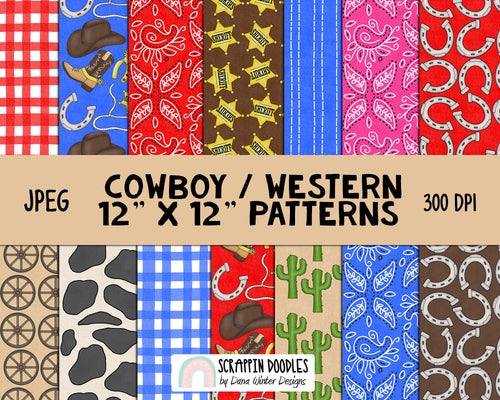 Cowboy Western Patterns - Western Backgrounds - South West Pattern - Southwest ClipArt - Cowboy ClipArt - Cowgirl ClipArt - Seamless Pattern