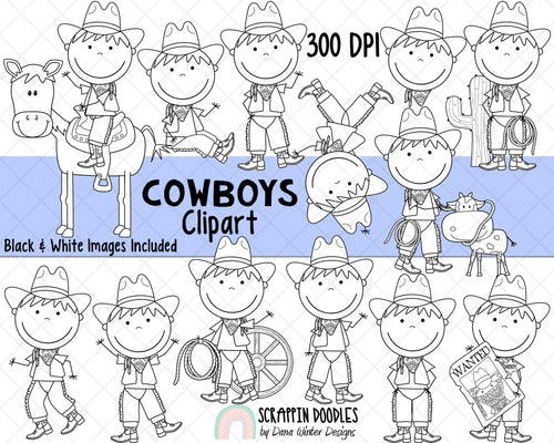 Cowboy ClipArt - Cowboys - Western ClipArt - Wild West Clipart - Southwest ClipArt - Cowboy Riding Horse ClipArt - Wanted Poster 