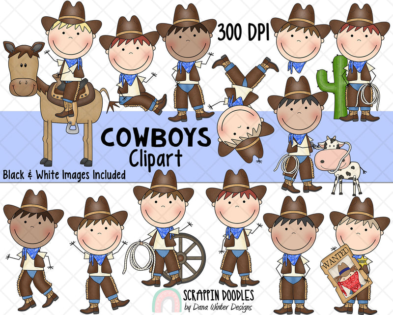 Wild West Cowboy Clipart, Cowboy Clipart, Wild West Clipart